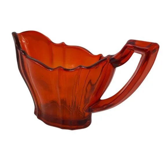 Vintage Tiffin Glass Tangerine Orange Creamer - Picture 3 of 10